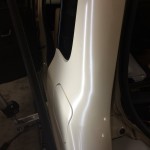 スズキ　ラパン　ピラー部のヘコミ修理