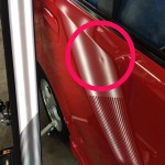 ニッサン　オッティー　右リアドアのヘコミ