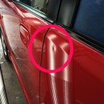 ニッサン　オッティー　左リアドアのヘコミ