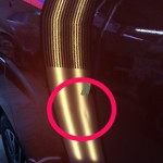 ニッサン　セレナ　スライドドアのへこみ